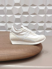 LOEWE 26S FLOW RUNNER SNEAKER IN WHITE SUEDE AND WHITE CALFSKIN
