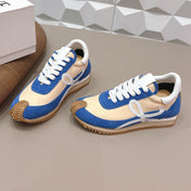 LOEWE 26S FLOW RUNNER SNEAKER IN BLUE AND NUDE SUEDE AND WHITE CALFSKIN