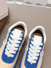 LOEWE 26S FLOW RUNNER SNEAKER IN BLUE AND NUDE SUEDE AND WHITE CALFSKIN