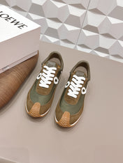 LOEWE 26S FLOW RUNNER SNEAKER IN DARK BROWN SUEDE AND CALFSKIN