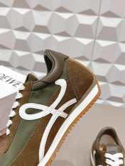 LOEWE 26S FLOW RUNNER SNEAKER IN DARK BROWN SUEDE AND CALFSKIN