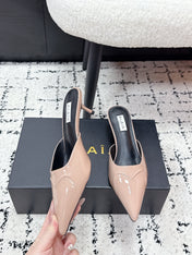 ALAIA 26S HEELED MULES 65 MM IN NUDE PINK GLOSSY CALFSKIN