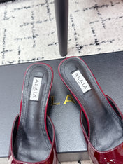 ALAIA 26S HEELED MULES 65 MM IN DARK RED GLOSSY CALFSKIN
