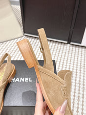 CHANEL 26S SLINGBACK LOAFERS IN LIGHT BROWN SUEDE