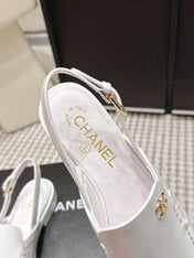 CHANEL 26S SLINGBACK LOAFERS IN WHITE GLOSSY CALFSKIN