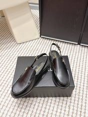 CHANEL 26S SLINGBACK LOAFERS IN BLACK CALFSKIN