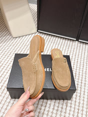 CHANEL 26S LOAFER MULES IN LIGHT BROWN SUEDE