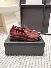 CHANEL 26S LOAFERS IN DARK RED GLOSSY CALFSKIN
