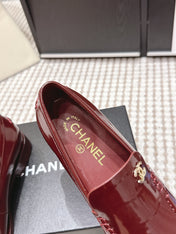 CHANEL 26S LOAFERS IN DARK RED GLOSSY CALFSKIN