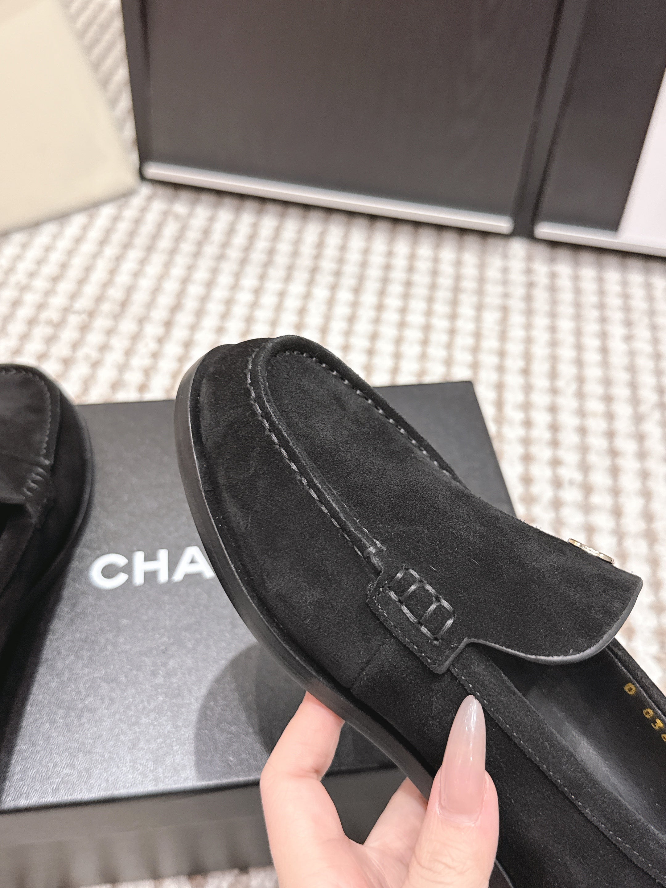 CHANEL 26S LOAFERS IN BLACK SUEDE