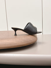 LOEWE 26S MULE HEELS 45MM IN BLACK LAMBSKIN GOLD HARDWARE