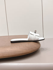 HM 26S GIULIA SANDAL IN WHITE EPSOM CALFSKIN SILVER HARDWARE