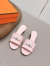 HM 26S KELLY HEEL SANDAL 50MM IN LIGHT PINK EPSOM CALFSKIN SILVER HARDWARE