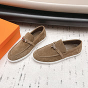 HM 26S KELLY PARIS LOAFERS IN BROWN SUEDE SILVER HARDWARE