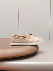 HM 26S KELLY PARIS LOAFERS IN SAND BROWN SUEDE SILVER HARDWARE
