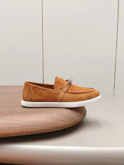 HM 26S KELLY PARIS LOAFERS IN ORANGE SUEDE SILVER HARDWARE