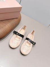 MIUMIU 26S BALLERINAS IN BEIGE MESH AND BLACK CALFSKIN