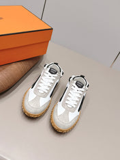HM 26S BOUNCING SNEAKERS IN WHITE CALFSKIN AND LIGHT GREY BLACK SUEDE