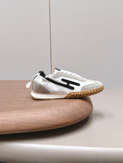 HM 26S BOUNCING SNEAKERS IN WHITE CALFSKIN AND LIGHT GREY BLACK SUEDE