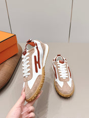 HM 26S BOUNCING SNEAKERS IN WHITE CALFSKIN AND BROWN SUEDE