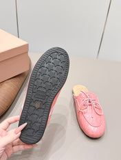 MIUMIU 26S LOAFER MULES IN PINK CALFSKIN