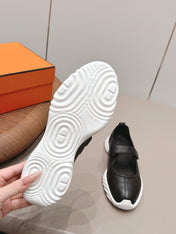 HM 26S KICHU BALLET FLAT IN BLACK CALFSKIN