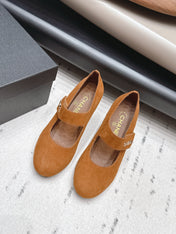 CHANEL 26S MARY JANE BLOCK HEEL PUMPS 80 MM IN BROWN SUEDE