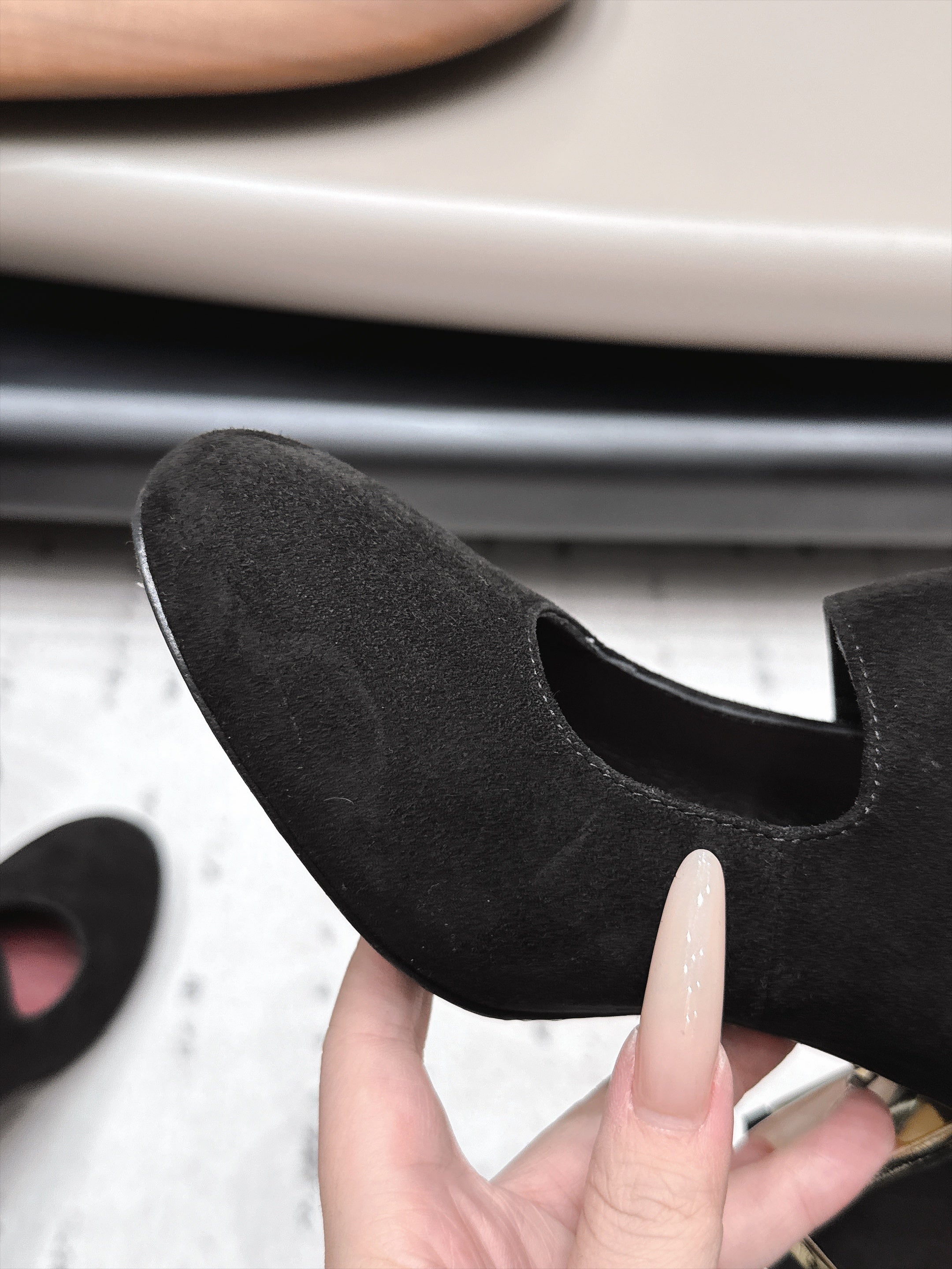 CHANEL 26S MARY JANE BLOCK HEEL PUMPS 80 MM IN BLACK SUEDE