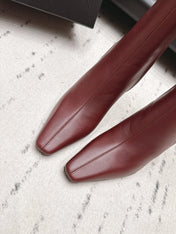 YSL 26S ANKLE BOOTS 80 MM IN BURGUNDY CALFSKIN