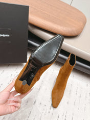 YSL 26S ANKLE BOOTS 80 MM IN BROWN SUEDE