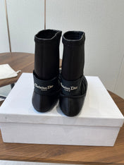 DIOR 25S STRETCH BALLET BOOTS IN BLACK FULL SATIN