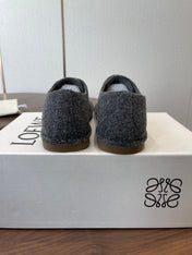 LOEWE 26S FOLIO DERBY SHOES IN DARK GRAY SUEDE
