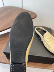 YSL 26S LOAFER MULES IN BEIGE CALFSKIN