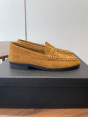 YSL 26S LOAFER IN CAMEL BROWN SUEDE
