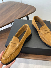 YSL 26S LOAFER IN CAMEL BROWN SUEDE