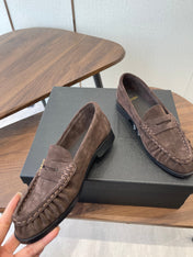 YSL 26S LOAFER IN EARTH BROWN SUEDE