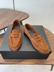 YSL 26S LOAFER IN BURNT ORANGE BROWN SUEDE