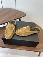 YSL 26S LOAFER MULES IN LIGHT BROWN SUEDE