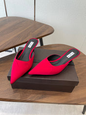 ALAIA 26S HEELED MULES 50 MM IN RED FABRIC
