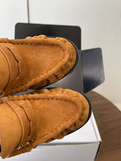 YSL 26S HEELED LOAFERS 100 MM IN BROWN SUEDE