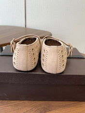 ALAIA 26S MARY JANE FLATS IN BEIGE SUEDE