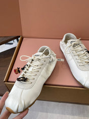MIUMIU 26S SNEAKERS IN IVORY WHITE PLUME SATIN