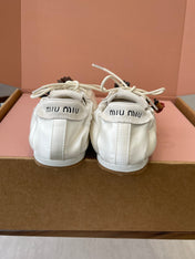 MIUMIU 26S SNEAKERS IN IVORY WHITE PLUME SATIN