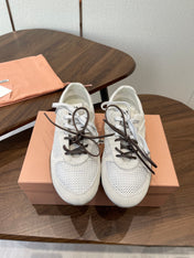 MIUMIU 26S SNEAKERS IN WHITE MESH AND SUEDE