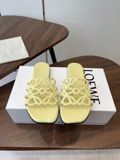 LOEWE 26S FLAT SANDALS IN BUTTER YELLOW CALFSKIN