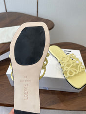 LOEWE 26S FLAT SANDALS IN BUTTER YELLOW CALFSKIN
