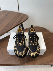 THE ROW 26S SNEAKERS IN LEOPARD PONY HAIR AND BLACK FABRIC