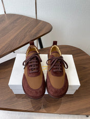 THE ROW 26S SNEAKERS IN BROWN SUEDE AND FABRIC
