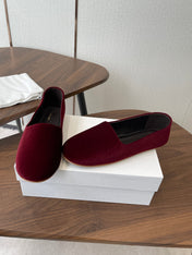 THE ROW 26S BALLET FLATS IN BURGUNDY RED VELVET