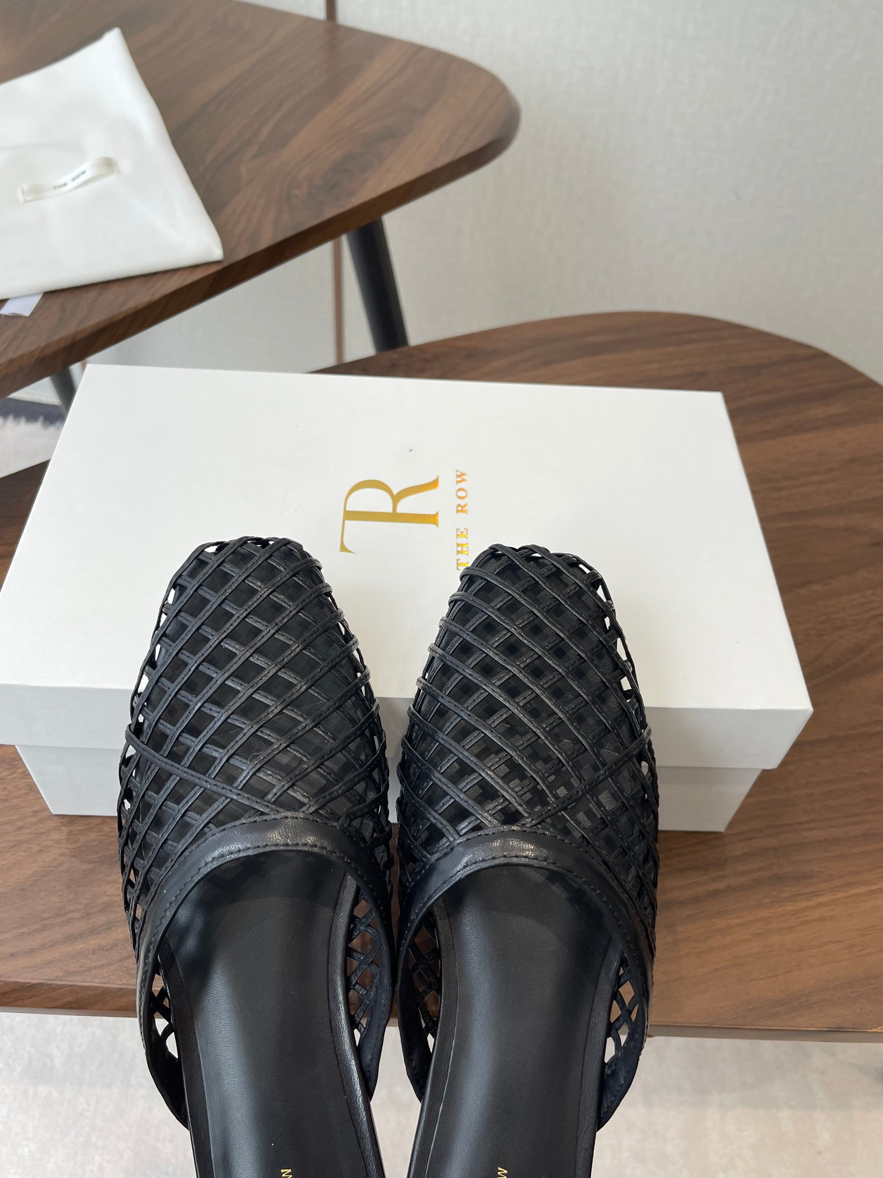 THE ROW 26S MULE SANDALS IN BLACK CALFSKIN